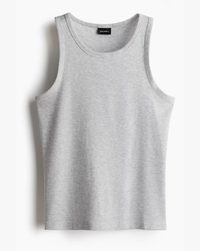 ROCKWELL men's ribbed cotton vest in Grey — flat lay (Brown + Grey + Olive pack)