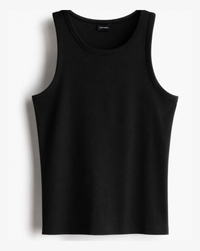 ROCKWELL Black ribbed cotton vest — flat lay