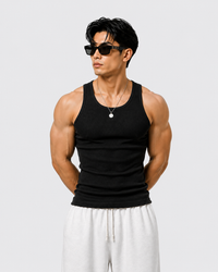 ROCKWELL Black ribbed cotton vest — side view