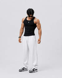 ROCKWELL Black ribbed cotton vest — full view