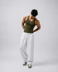 ROCKWELL olive ribbed cotton vest — full view