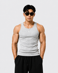 ROCKWELL Grey ribbed cotton vest — front view
