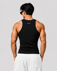 ROCKWELL Black ribbed cotton vest — back view